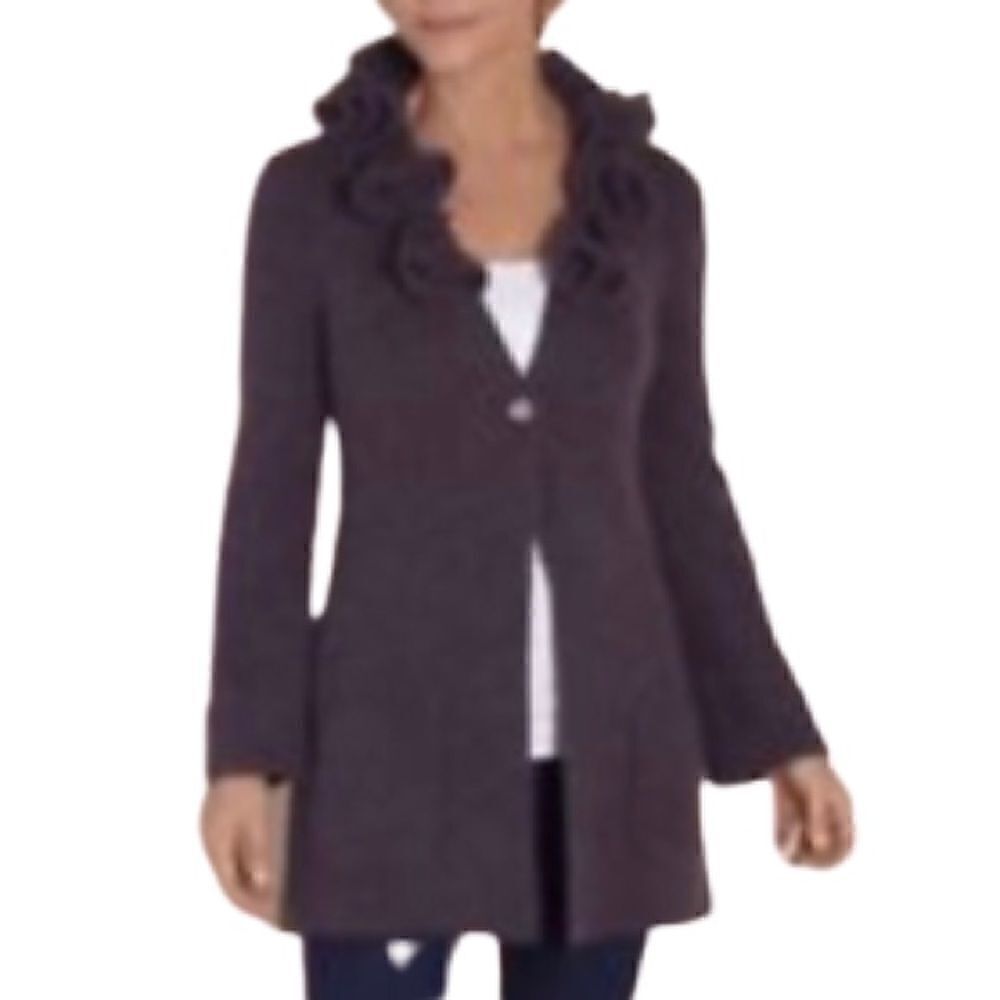 Soft Surroundings purple alpaca blend rosette cardigan sweater size M